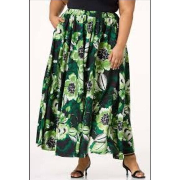 Cato Lime Green Paisley Floral Print Maxi Skirt Plus Size 18/20 - Picture 1 of 7